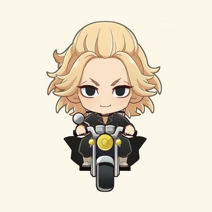 Hình ảnh chibi Mikey lái xe siêu ngầu