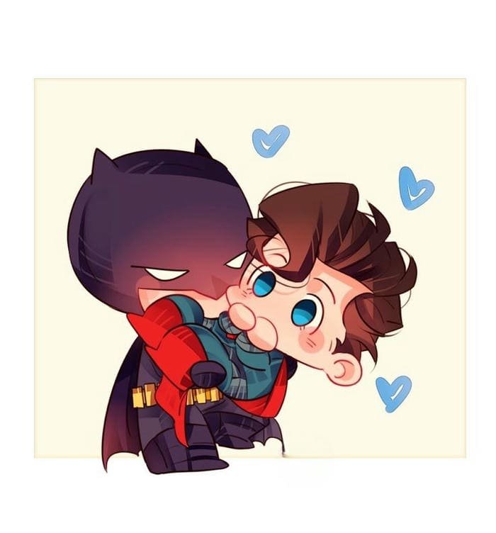 Hình ảnh chibi Superman và Batman