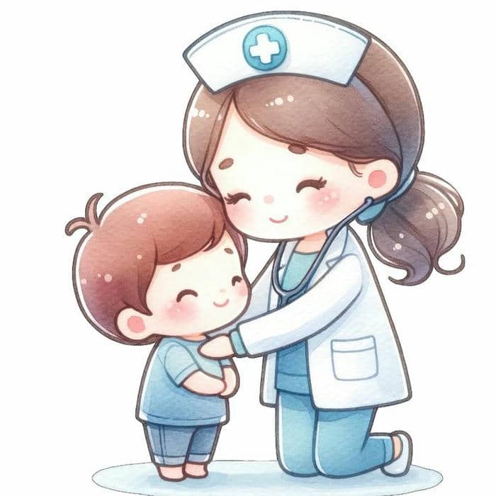 Hình ảnh chibi bác sĩ khám bệnh