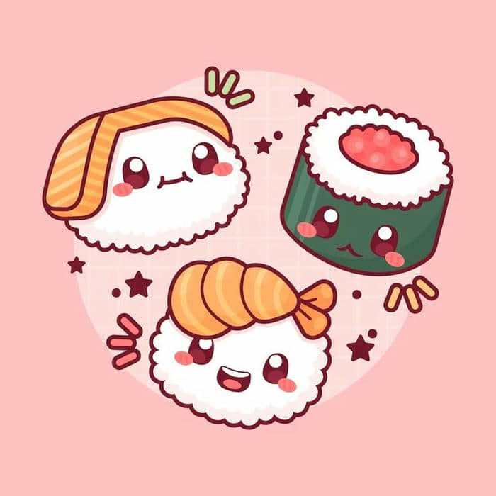 Hình ảnh đồ ăn chibi sushi cute