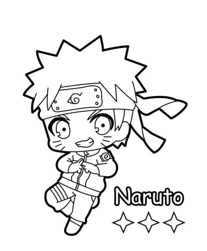 Hình ảnh tranh tô màu Naruto chibi đơn giản