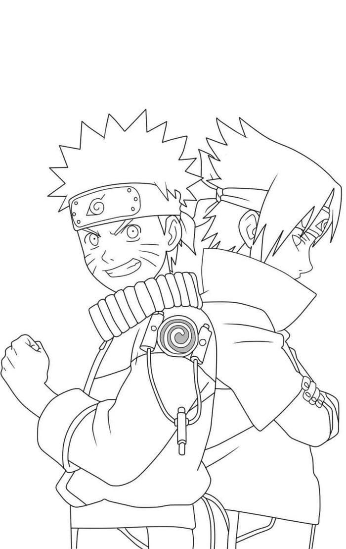 Hình ảnh tranh tô màu Naruto và Sasuke