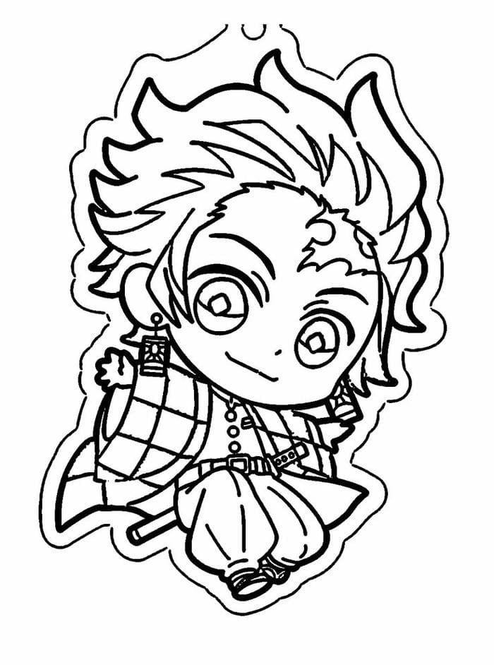 Hình ảnh tranh tô màu chibi Tanjiro siêu đáng yêu
