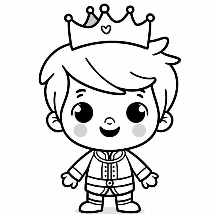 Hình ảnh tranh tô màu hoàng tử chibi siêu đáng yêu cho bé