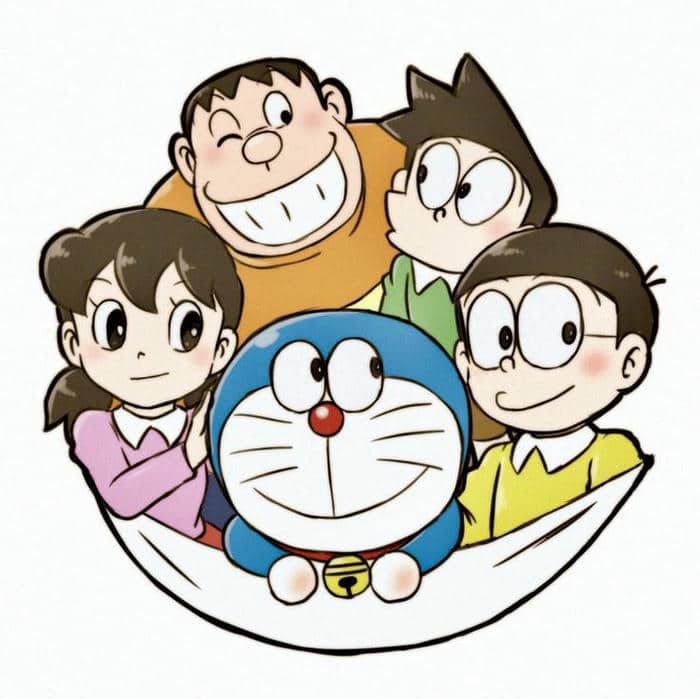 Hình vẽ chibi Nobita và những người bạn