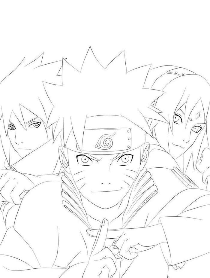 Naruto, Sakura và Sasuke tranh tô màu