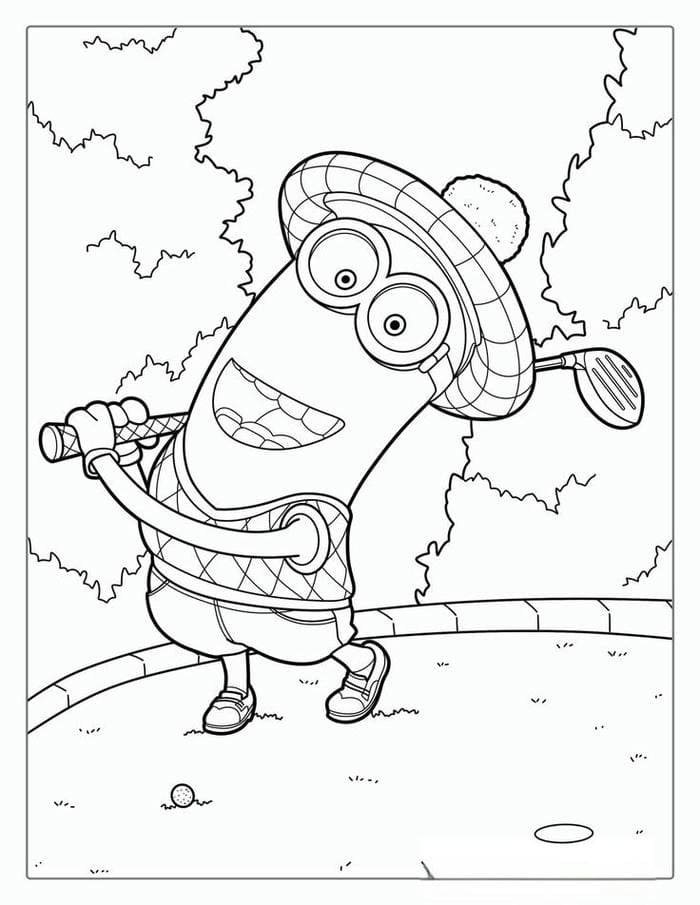 Tranh tô màu Minion đáng golf