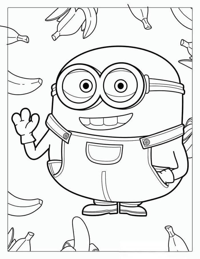 Tranh tô màu Minion đơn giản, đáng yêu