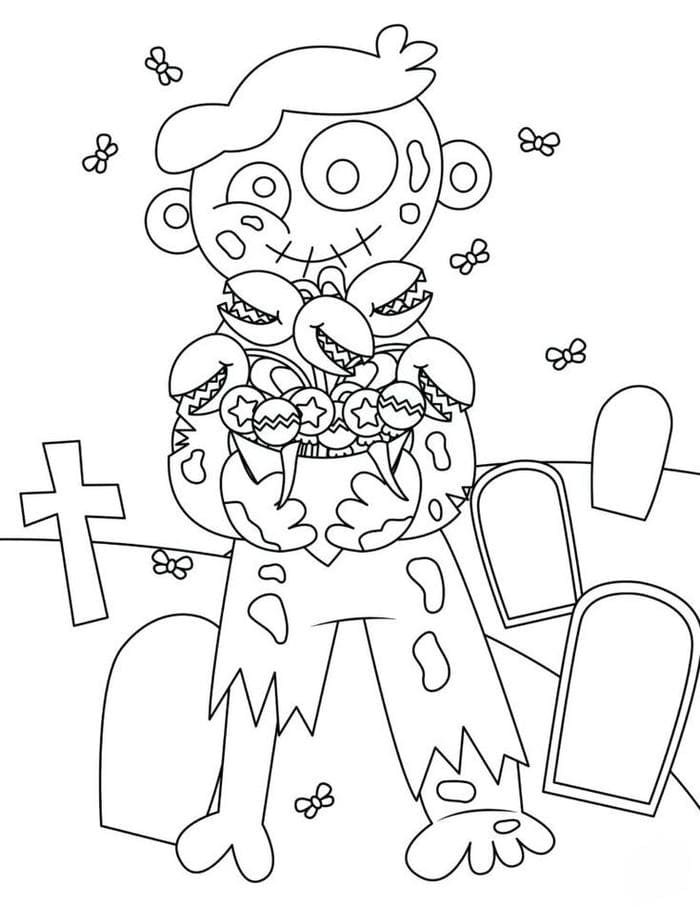 Tranh tô màu Zombie đơn giản