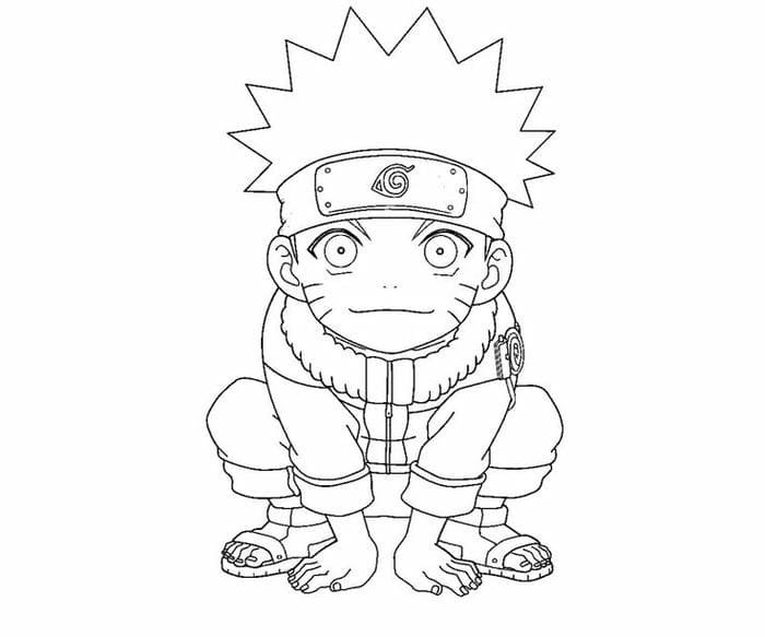 Tranh tô màu chibi Naruto chibi nghịch ngợm đáng yêu