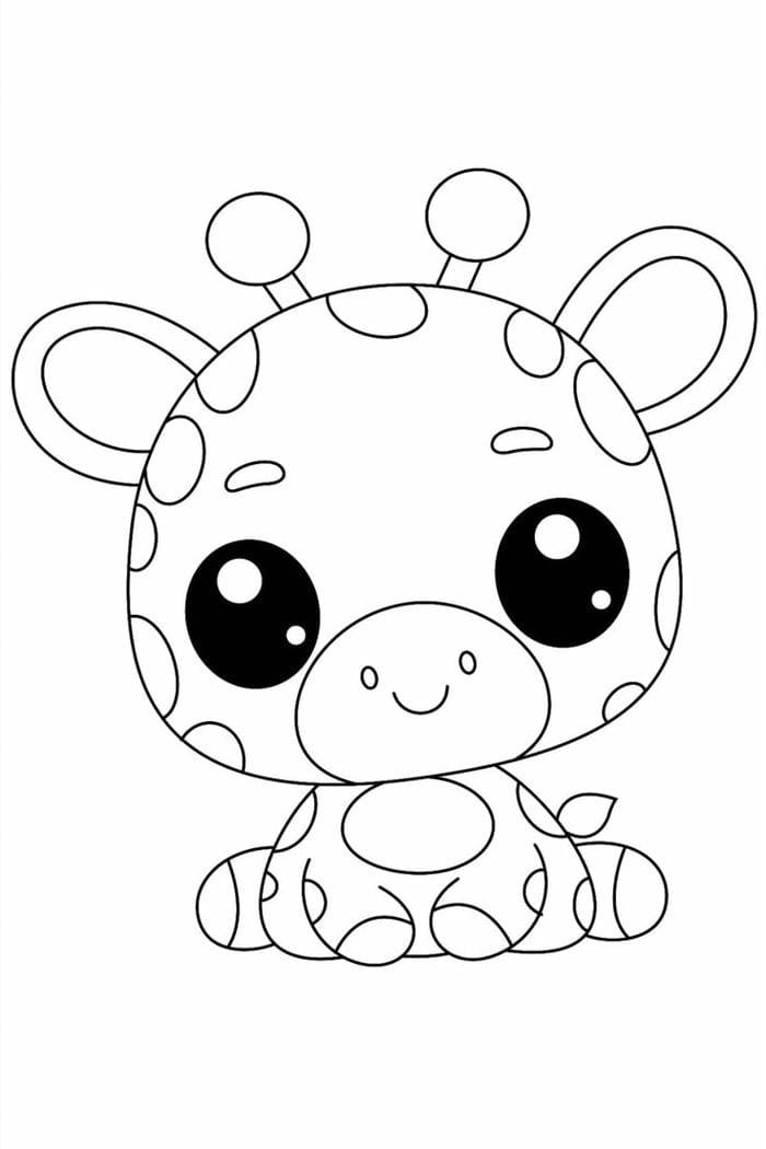 Tranh tô màu chibi hươu cao cổ siêu đáng yêu