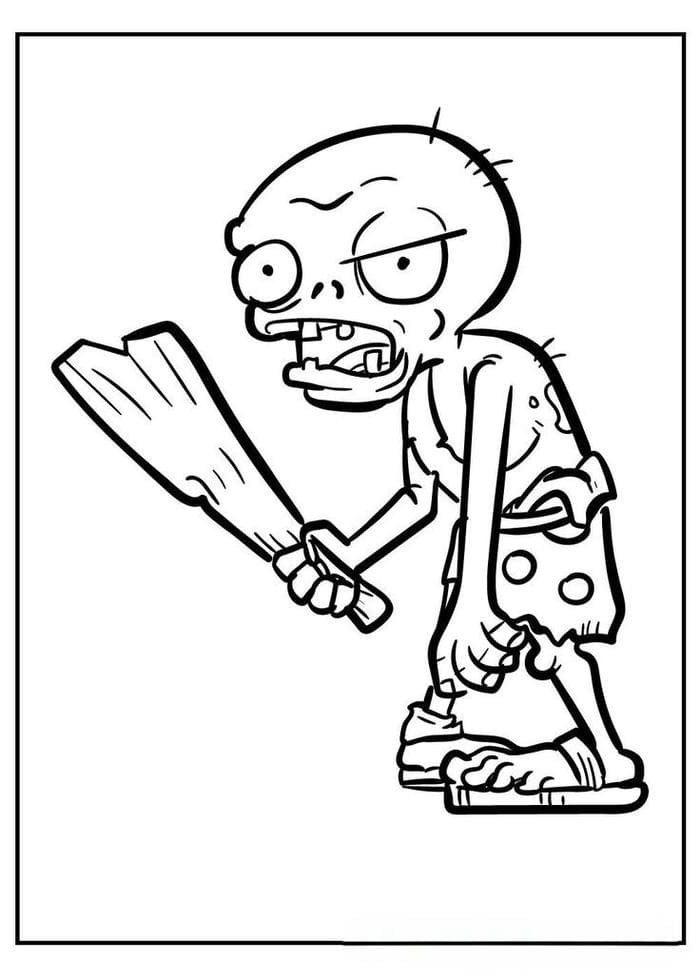 Tranh tô màu đơn giản hình Zombie