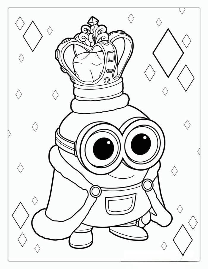 Tranh tô màu hình Minion đội vương miện