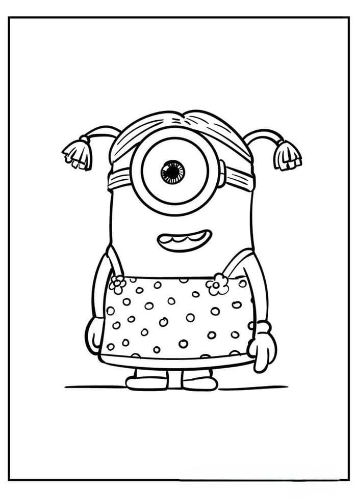 Tranh tô màu hình Minion mặc váy siêu cute
