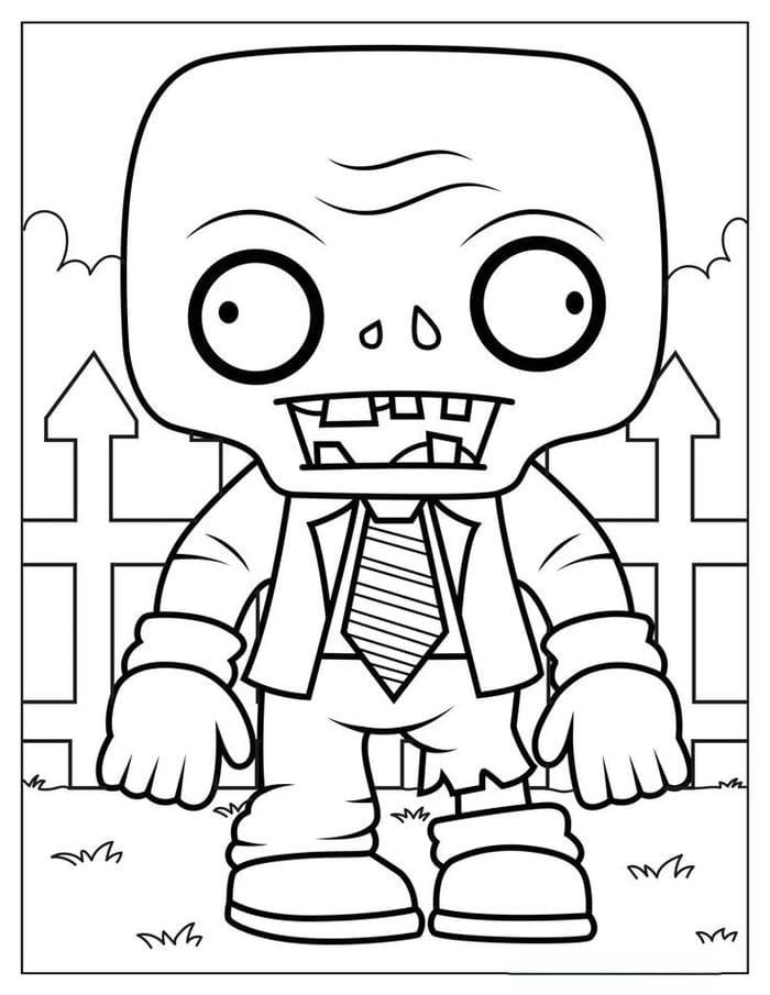 Tranh tô màu hình Zombie đơn giản