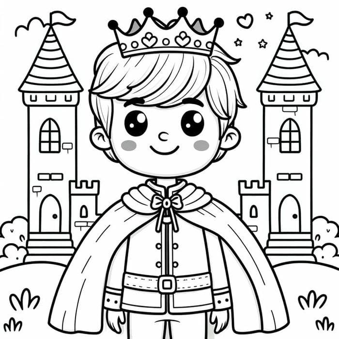 Tranh tô màu hoàng tử chibi đáng yêu