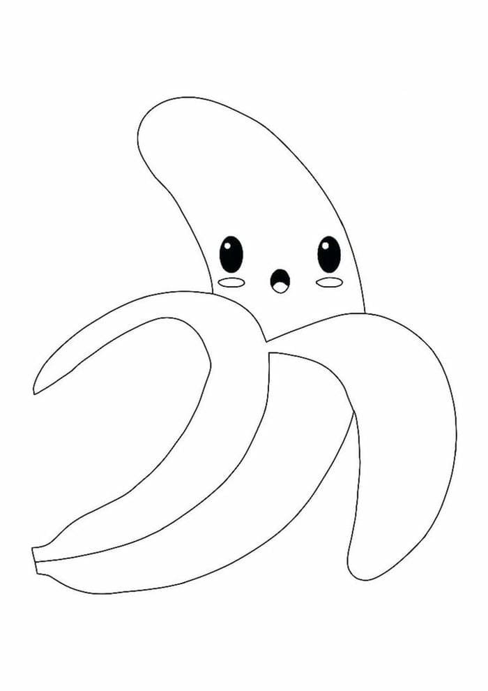 Tranh tô màu quả chuối chibi biểu cảm đáng yêu