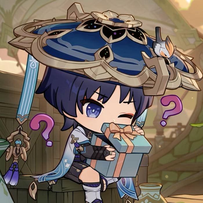 Wanderer chibi biểu cảm tò mò đáng yêu