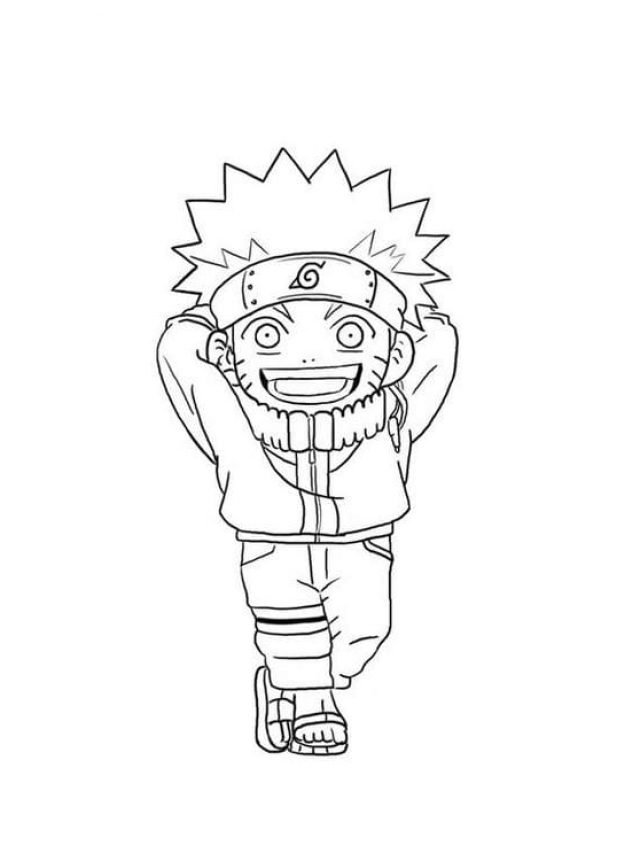 Ảnh tranh tô màu hình chibi Naruto tươi cười siêu đáng yêu