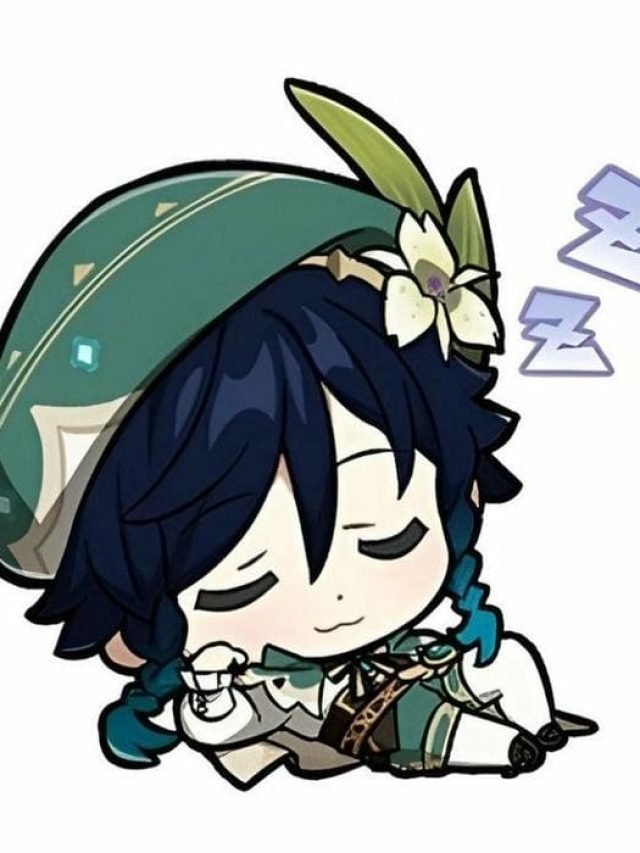Hình ảnh chibi Venti nằm ngủ siêu dễ thương