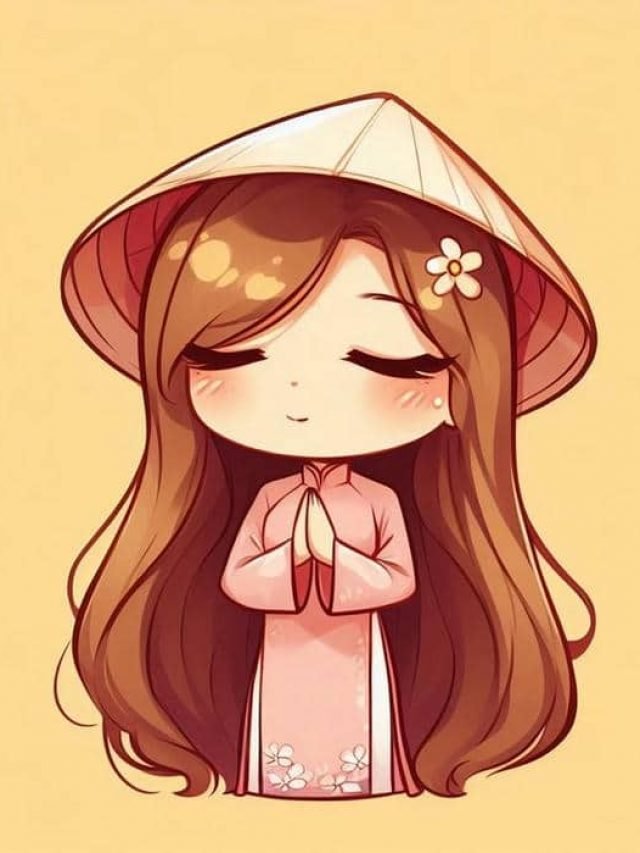 Hình ảnh chibi cô giáo mặc áo dài