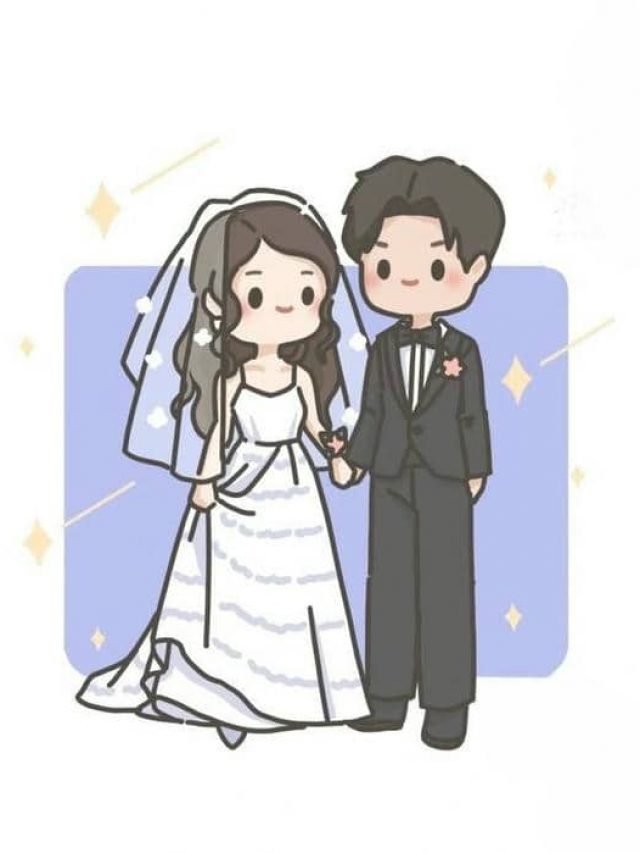 Hình vẽ cô dâu chú rể chibi