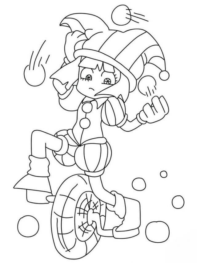 Tranh tô màu hình Pomni làm xiếc