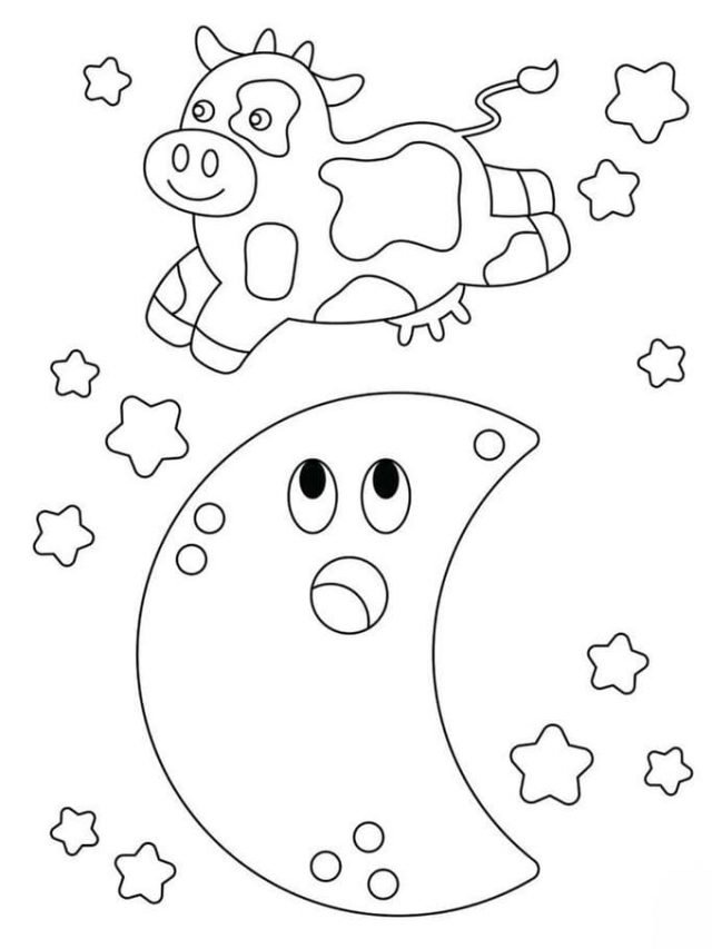 Tranh tô màu hình mặt trăng siêu dễ thương