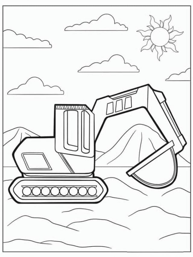 Tranh tô màu hình máy xúc đơn giản