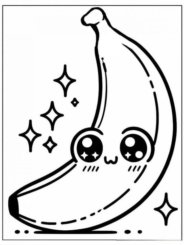Tranh tô màu hình quả chuối siêu dễ thương