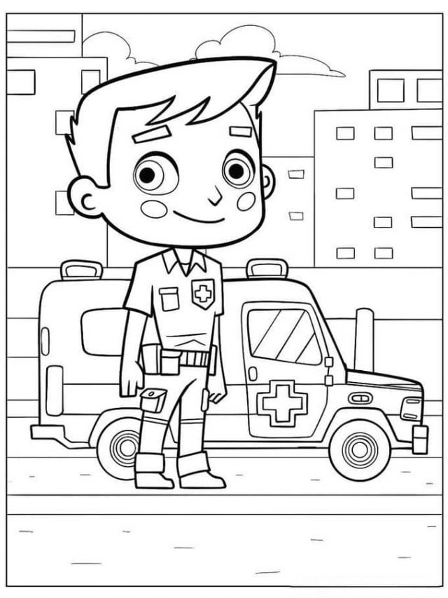 Tranh tô màu hình xe cứu thương