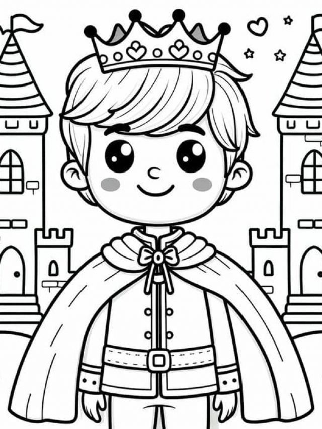 Tranh tô màu hoàng tử chibi đáng yêu