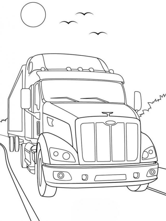 Tranh tô màu xe tải cho bé