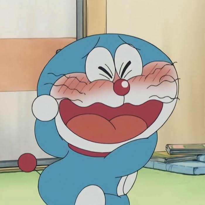 Hình meme Doraemon ngại đỏ mặt