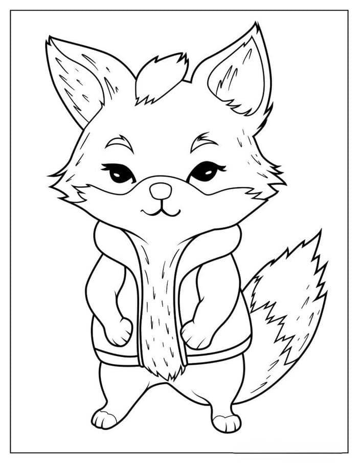 Tranh tô màu hình con cáo cute