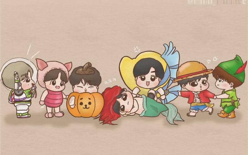ảnh nhóm bts chibi cute