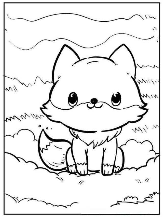 Tranh tô màu hình con cáo cute cho bé