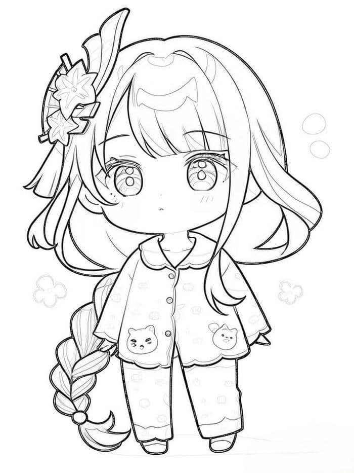 tranh tô màu anime cute