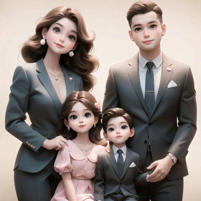 ảnh gia đình 4 người điện thoại