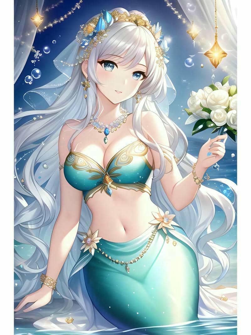 hình nền máy tính nàng tiên cá chibi