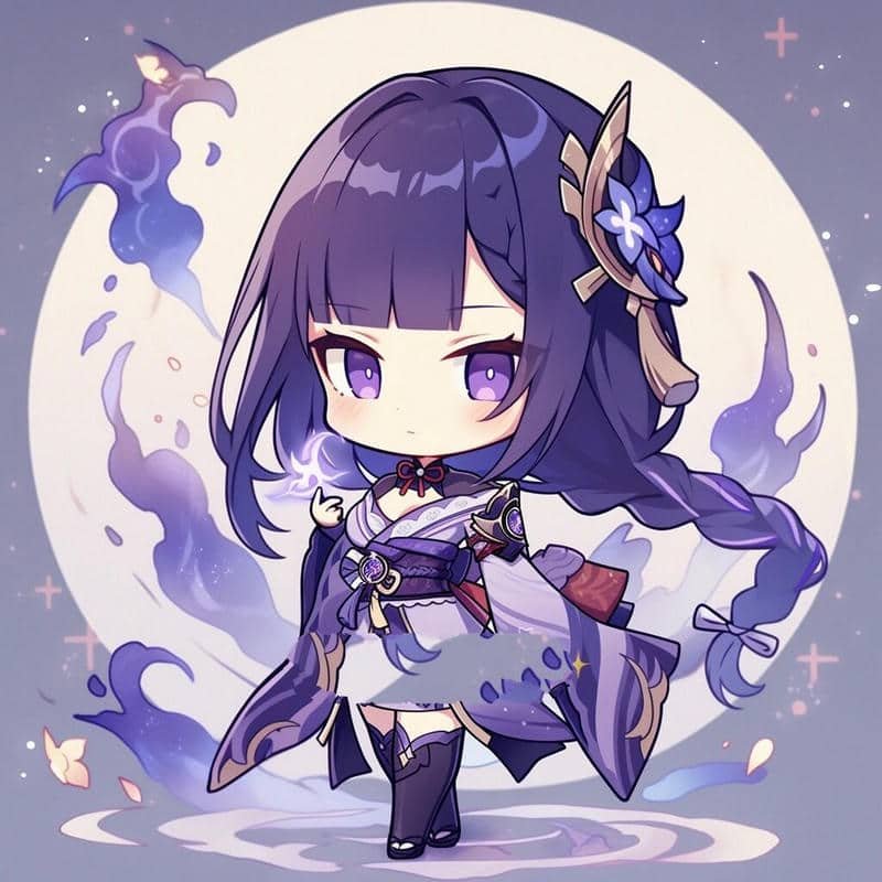 hình nền raiden shogun chibi
