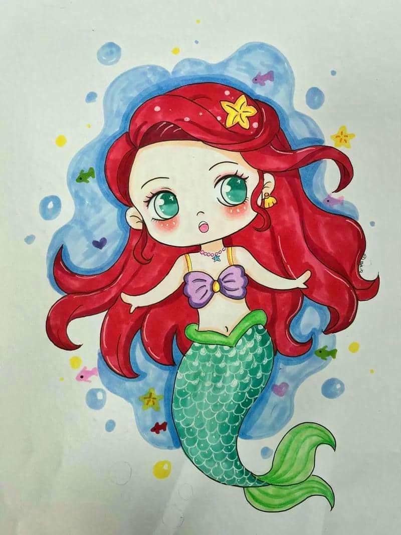 vẽ nàng tiên cá cute