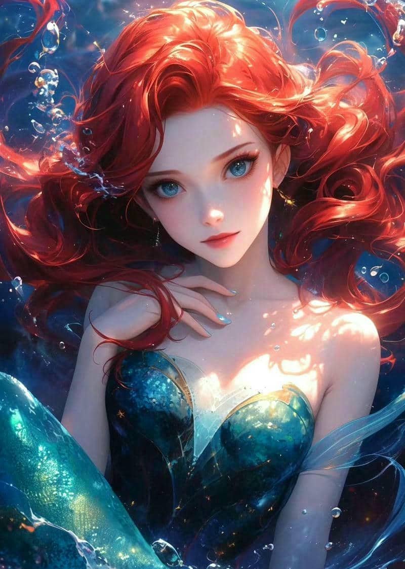 vẽ nàng tiên cá dễ thương